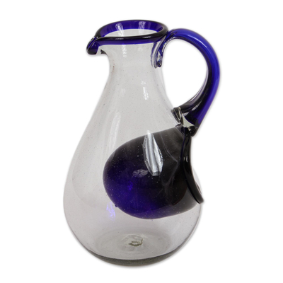 Hand Made Pitcher with Ice Chamber Blown Glass Art