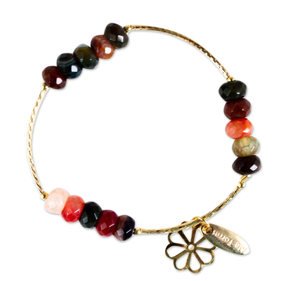 Artisan Crafted Gold Plated Bracelet with Agates