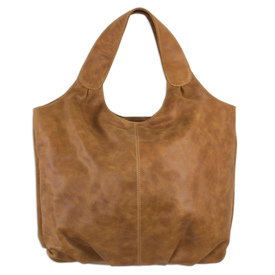 Brown Leather Hobo Handbag Fully Lined with 3 Inner Pockets