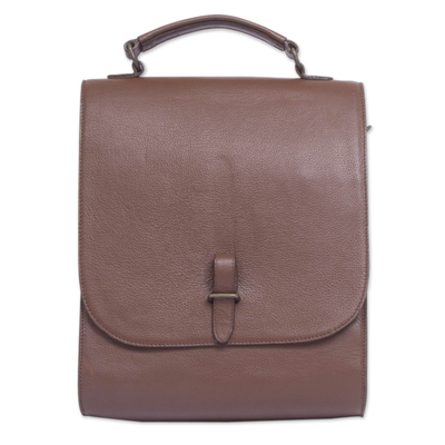 Quality Brown Leather Briefcase with Multiple Pockets