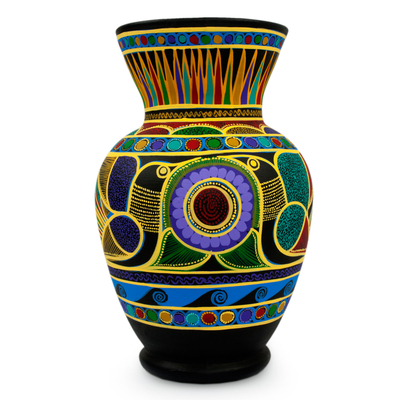Colorful Handcrafted Ceramic Vase from Mexico