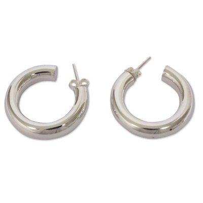 Minimalist Sterling Silver Handmade Half Hoop Earrings