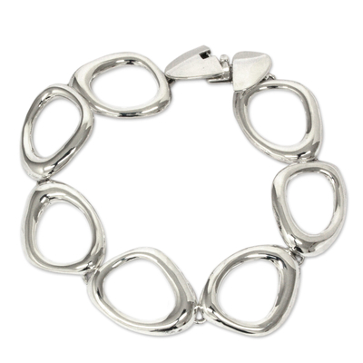 Fair Trade Chunky Geometric Sterling Silver Link Bracelet