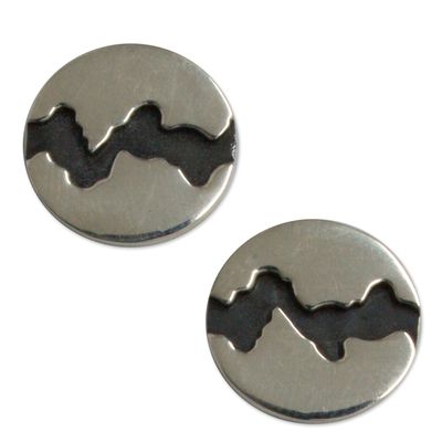 Hand Crafted Taxco Silver 950 Button Earrings from Mexico