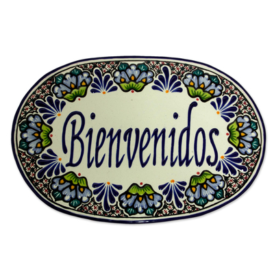 Authentic Mexican Talavera Style Ceramic Welcome Sign