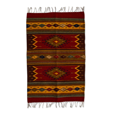 Authentic Handwoven Zapotec Wool Rug (2 x 3 Feet)