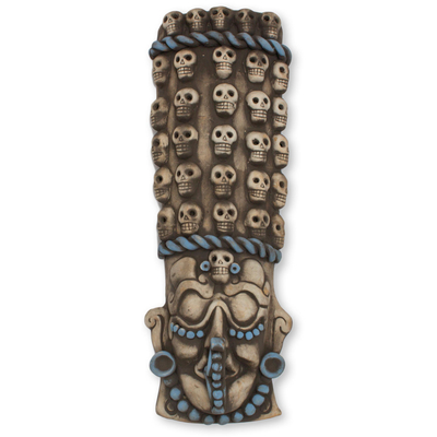 Mexican Maya and Aztec Ceramic Skull Motif Mask