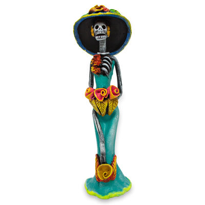 Day of the Dead Catrina Ceramic Sculpture Crafted by Hand