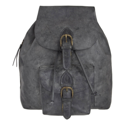 Weathered Charcoal Leather Handcrafted Men