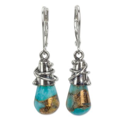 Sterling Silver and Composite Amazonite Earrings from Mexico