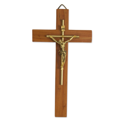 Artisan Crafted Cedar Wood Modern Wall Crucifix