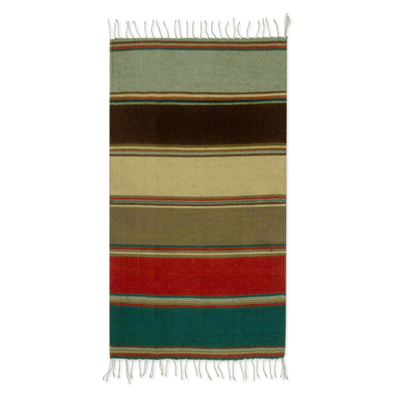 Striped Multi-Color 2 x 3.5 Foot Zapotec Wool Rug