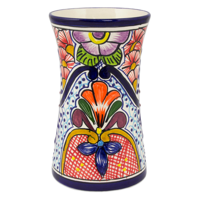 Talavera-Inspired 8-Inch Ceramic Vase from Mexico