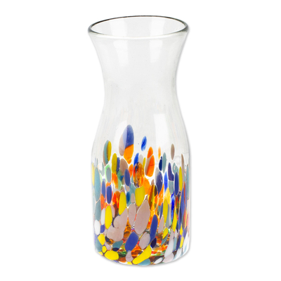 Artisan Crafted Colorful Mexican Hand Blown Carafe (28 oz)