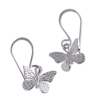 Fair Trade Taxco Silver Butterfly Dangle Earrings