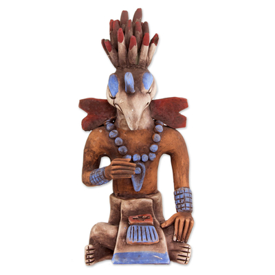 Maya Archaeology Replica Palenque Birdman Ceramic Sculpture