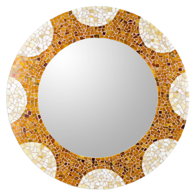 Handcrafted Mexican Glass Mosaic Wall Mirror (22 Inch)