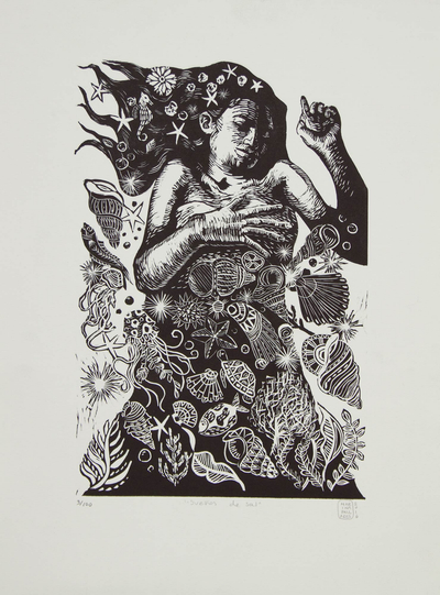 Mexican Mermaid Etching Print Signed Limited Edition