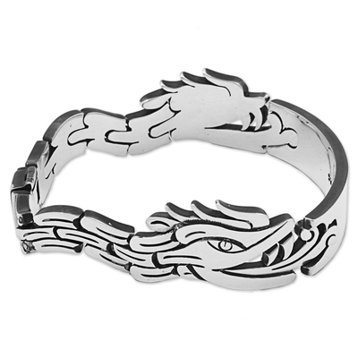 Sterling Silver Link Bracelet Featuring Sacred Aztec Image