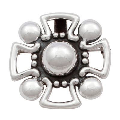Mexican Style 925 Silver Christian Cross Brooch Pendant