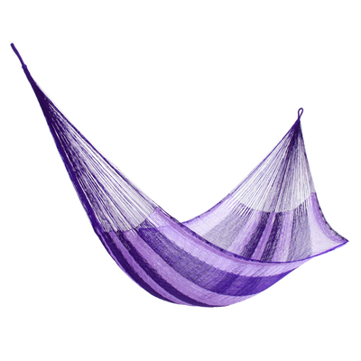 Hand Woven Nylon Purple Hammock (Single) from Mexico
