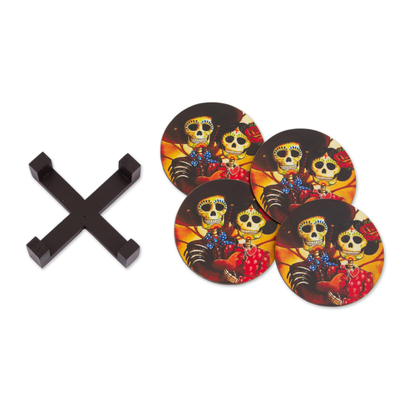 Wood Coasters Day of the Dead (Set of 4) from Mexico