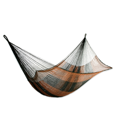 Nylon Rope Hammock in Moss Green and Copper (Single) Mexico