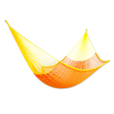 Nylon Rope Hammock in Daffodil and Tangerine (Single) Mexico