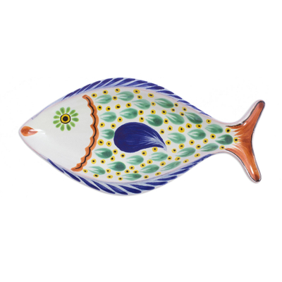 Painted Talavera Style Fish Platter (11 Inch) from Mexico