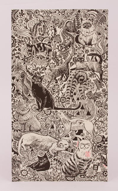 Cat Lovers Black and White Signed and Numbered Etching