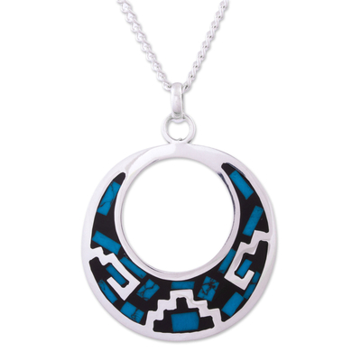 Geometric Turquoise Pendant Necklace from Mexico