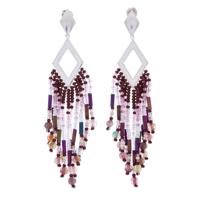 Agate and Sterling Silver Waterfall Earrings from Mexico
