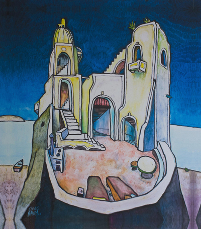 Surreal Castle Tower Giclee Print on Canvas Mexico