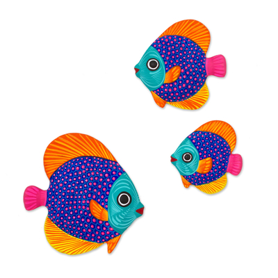 Multicolor Ceramic Fish Wall Decor from Mexico (Set of 3)