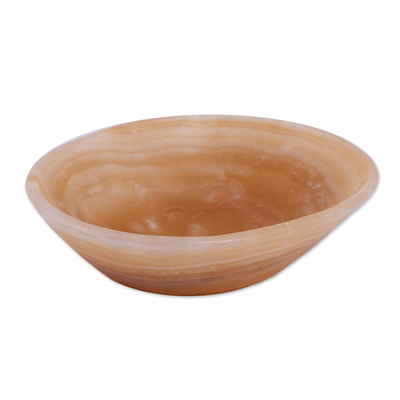 Handmade Onyx Decorative Bowl with Brown Lines from Mexico