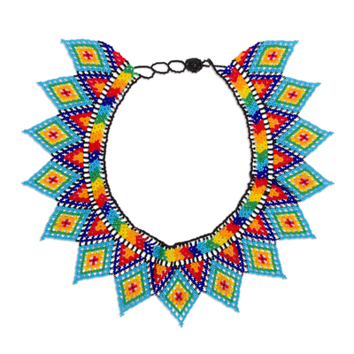 Handmade Multicolored Glass Beaded Statement Necklace