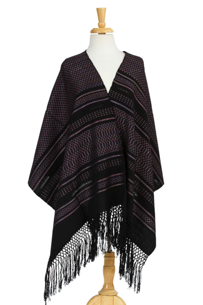 Handwoven Patterned Cotton Shawl from Mexico