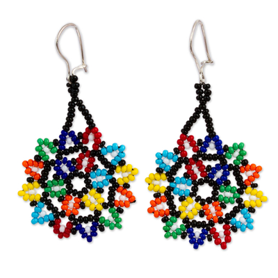 Multicolored Star-Shaped Glass Beaded Earrings from Mexico
