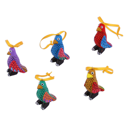 Wood Alebrije Penguin Ornaments (Set of 5) from Mexico