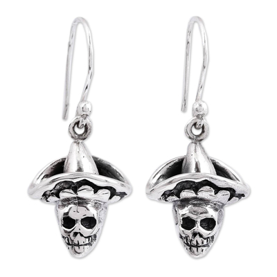 Sterling Silver Day of the Dead Dangle Earrings from Mexico