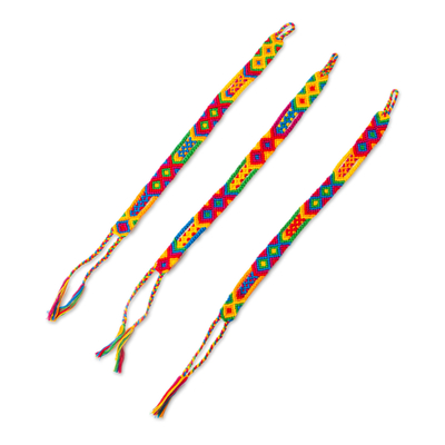 Colorful Handwoven Cotton Wristband Bracelets (Set of 3)
