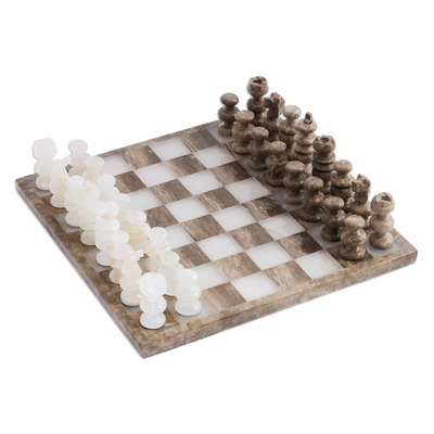 Onyx and Marble Chess Set Crafted in Mexico