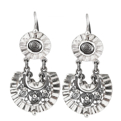 Frilly Sterling Silver Filigree Earrings from Mexico