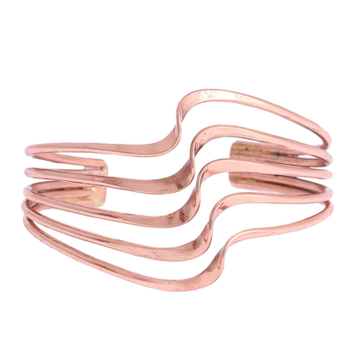 Modern Handcrafted Copper Cuff Bracelet from Mexico