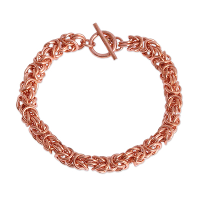 Handcrafted Copper Byzantine Chain Bracelet from Mexico