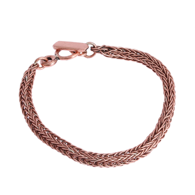 Handcrafted Copper Braided Chain Bracelet from Mexico