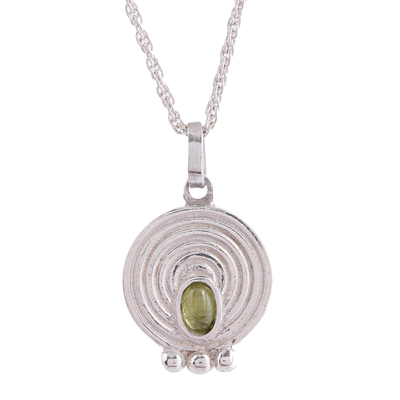 Circular Peridot Pendant Necklace Crafted in Mexico