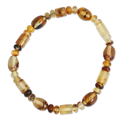 Natural Amber Beaded Stretch Bracelet from Mexico