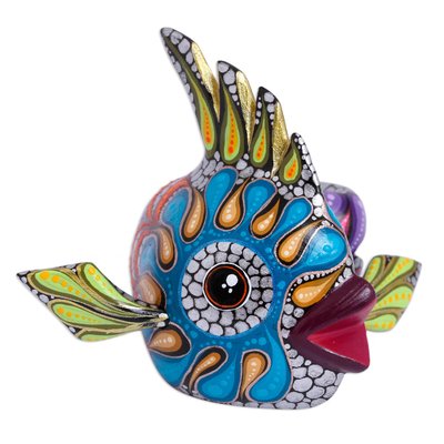Colorful Wood Alebrije Fish Figurine from Mexico