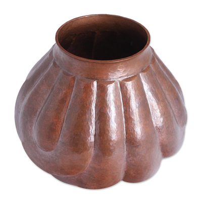 Textured Copper Vase Handcrafted in Mexico